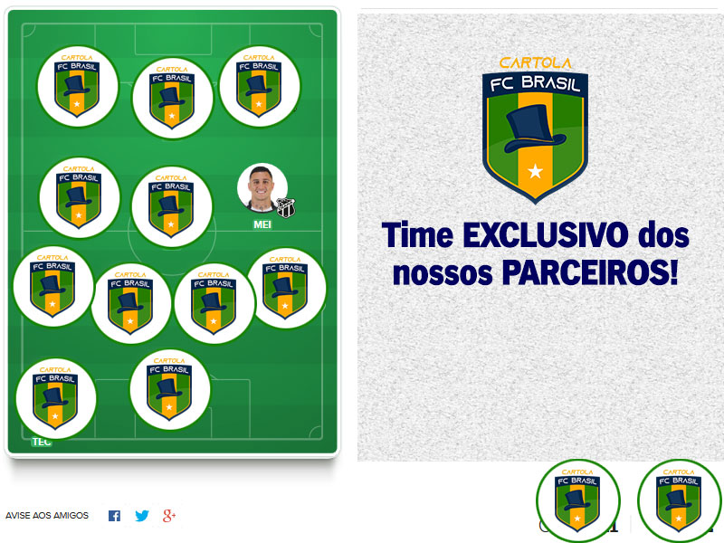 Time exclusivo dos nossos parceiros com escalação visando regularidade alinhada aos nossos principais objetivos: pontuar bem e mitar na #12 do Cartola FC 2020! Esse é o time principal da equipe do Cartola FC Brasil